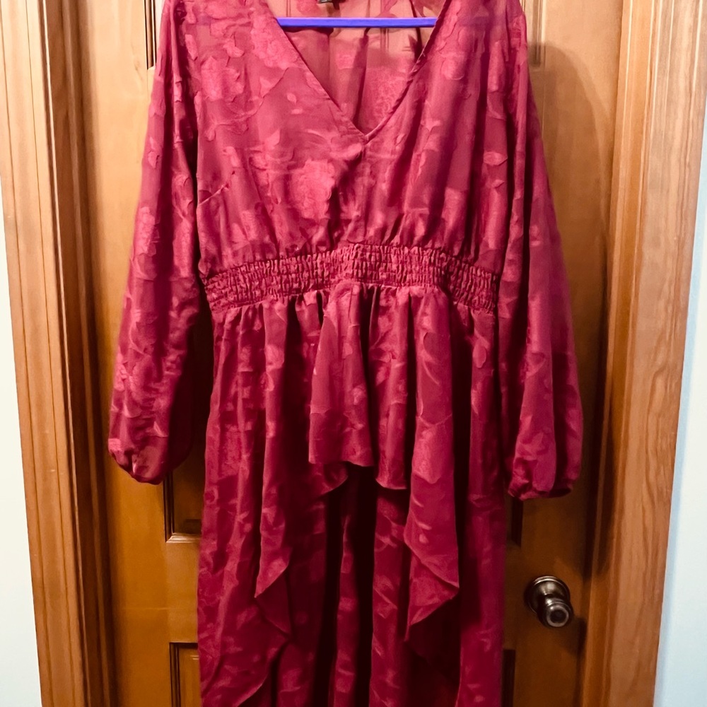 Torrid Deep Red Floral Mesh Top